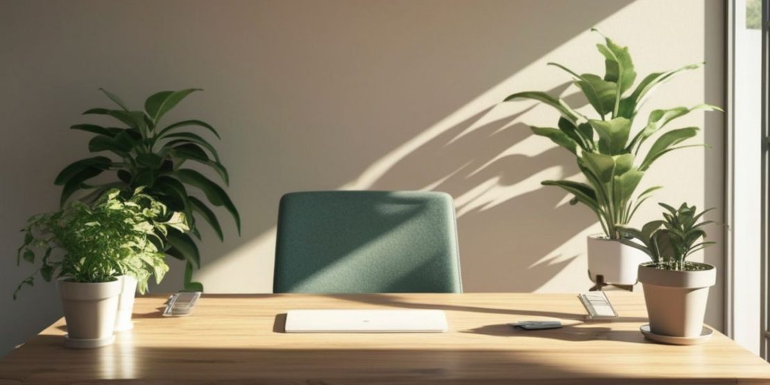 best office plants arranged on an office desk