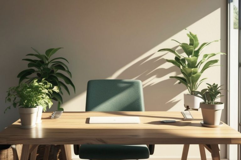 best office plants arranged on an office desk
